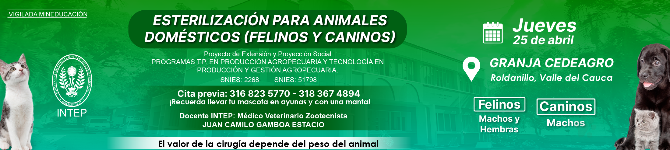 Campaña de Esterilización Canina y Felina  ABRIL