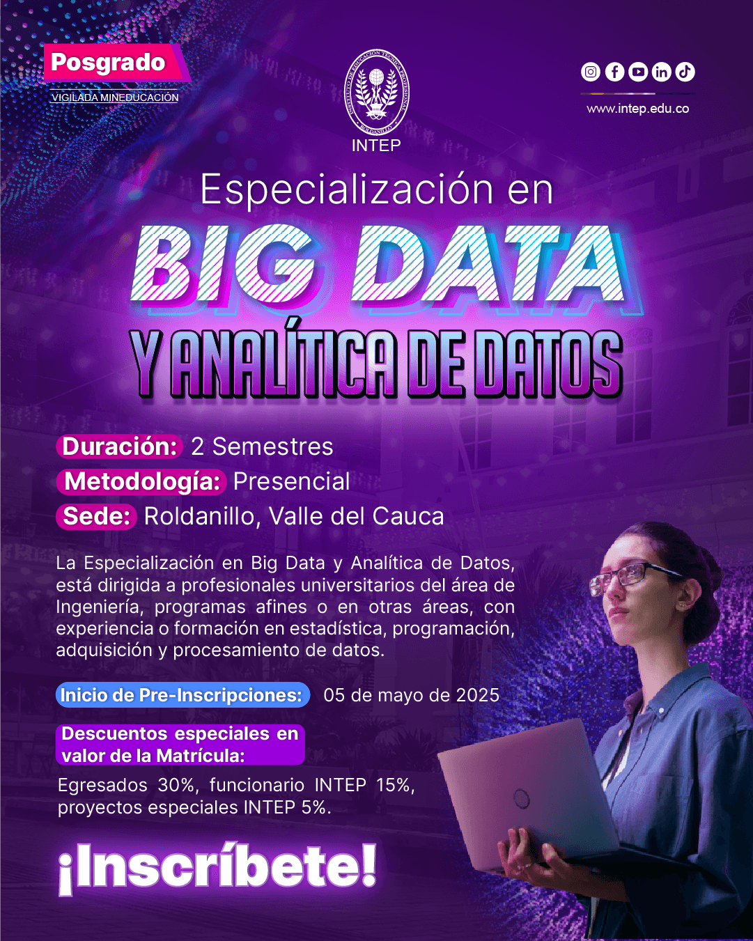 INSCRÍBETE!!  Especialización Universitaria en Big Data y Analítica de Datos